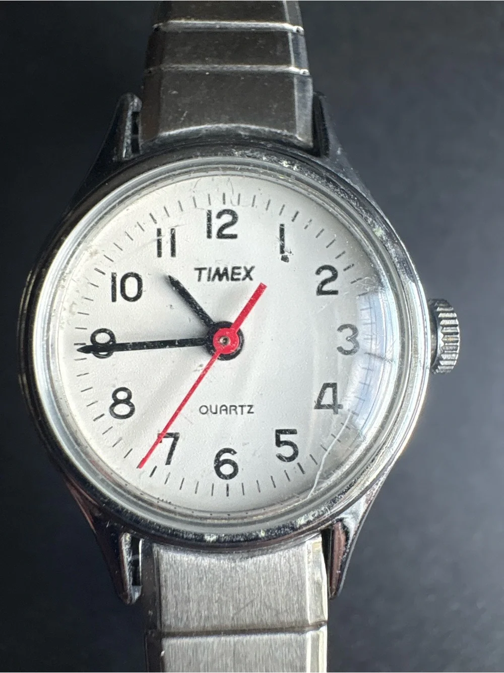 Timex Women's Silver Stainless Steel Watch measurements shown non running